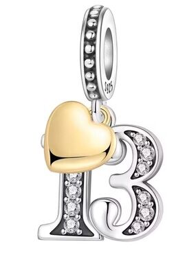 Nordstrom Two-Tone Heart & '13' Number Charm Pendant